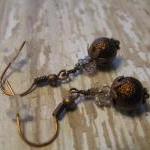 Rustic Textured Brown Pearl With Copper And Glass..